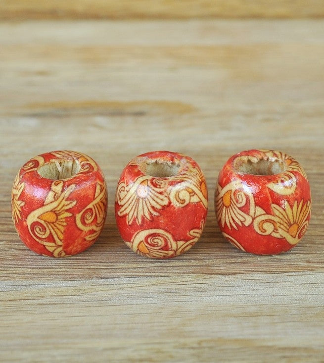 Wooden Beads x 3 - Fan