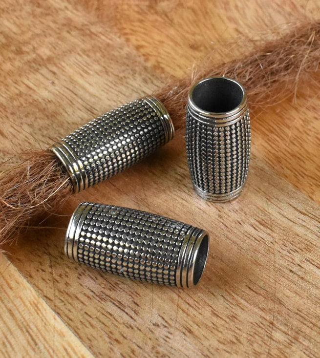 3 x Stainless Steel Barrel Beads