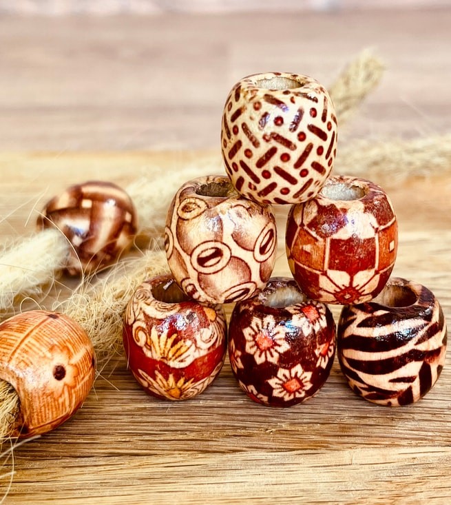 Wooden Beads x 5 random designs