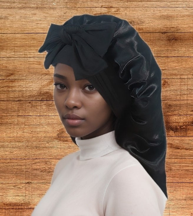 Extra Long Hair Satin Sleep Bonnet Reversible