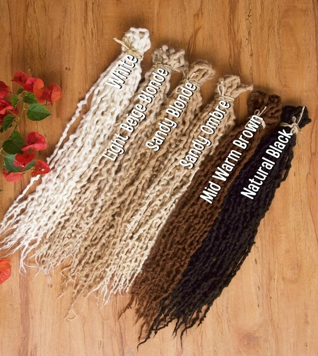 10 x Alpaca Wool Dreadlocks (20 dreadlocks when folded)