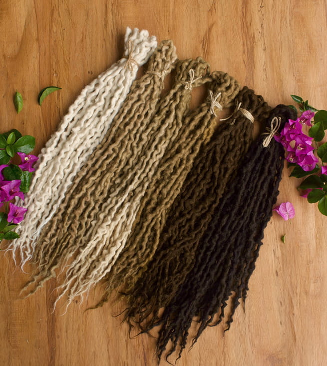 10 x Alpaca Wool Dreadlocks (20 dreadlocks when folded)