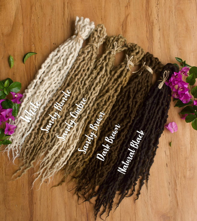 10 x Alpaca Wool Dreadlocks (20 dreadlocks when folded)